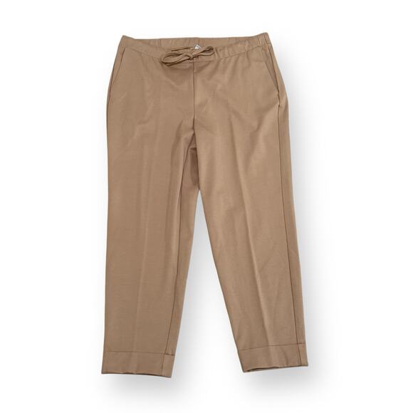 J. Jill Modern Knit Cuffed Crop Pants Pull On Drawstring Tan Womens Size 1X - Picture 2 of 11